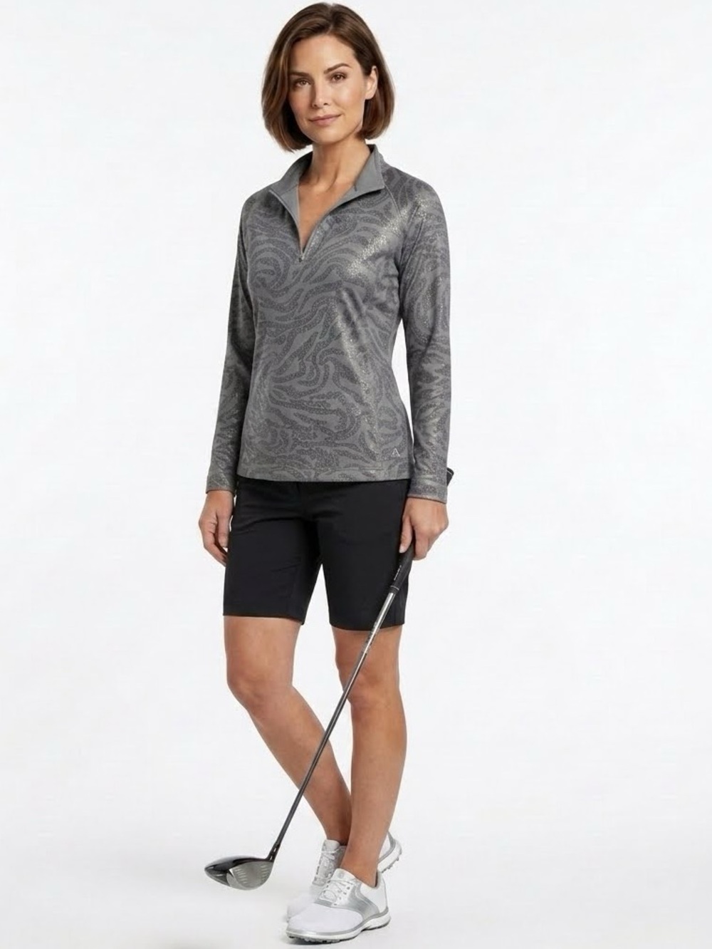 Sport Haley Gray Swirl Print 1/4 Zip Pullover | Premium Golf Brand | Size XL